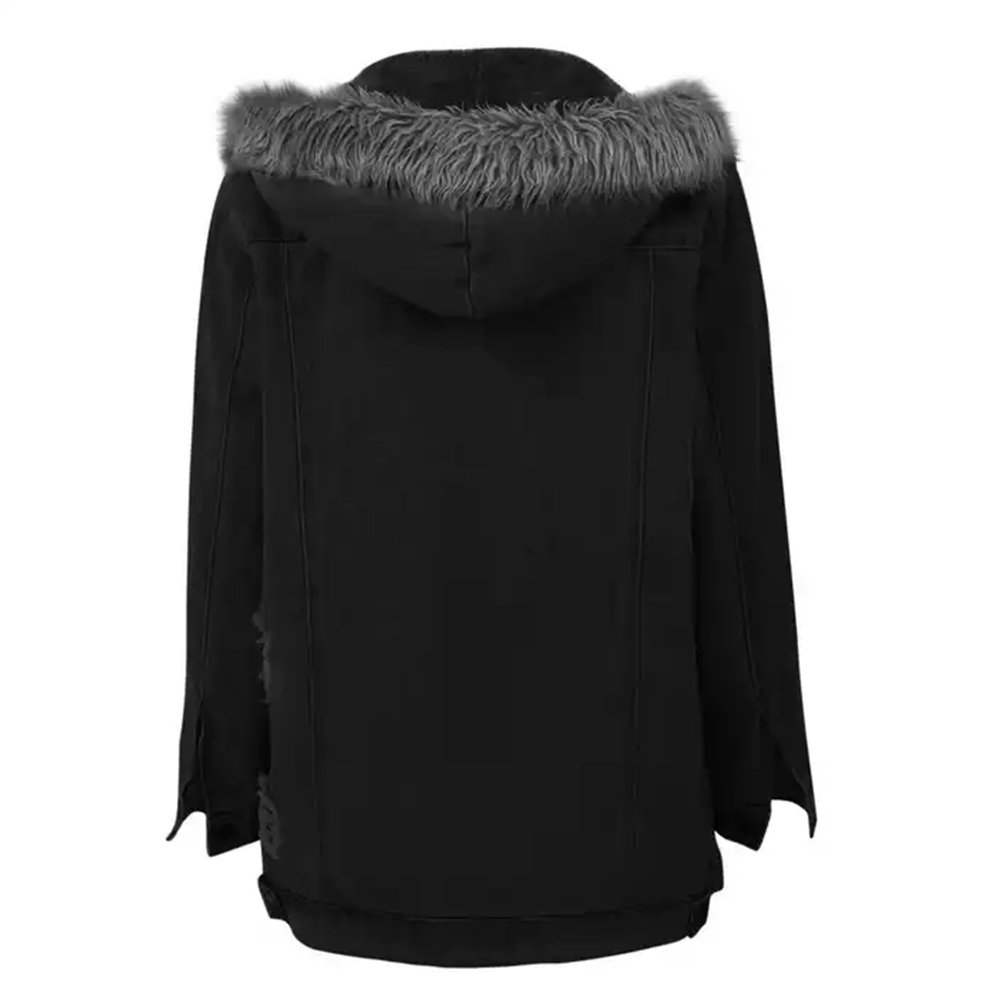 Futrzany płaszcz z denimu