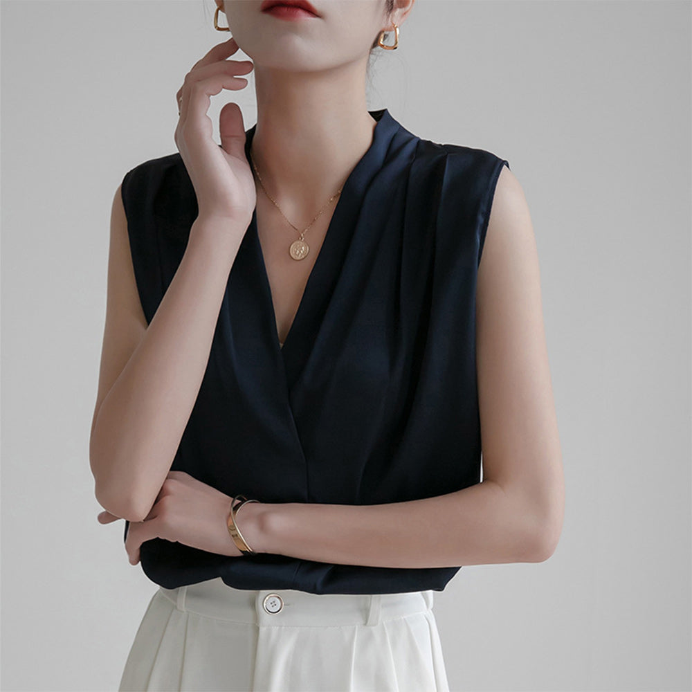 Szyfonowa koszula bez rękawów