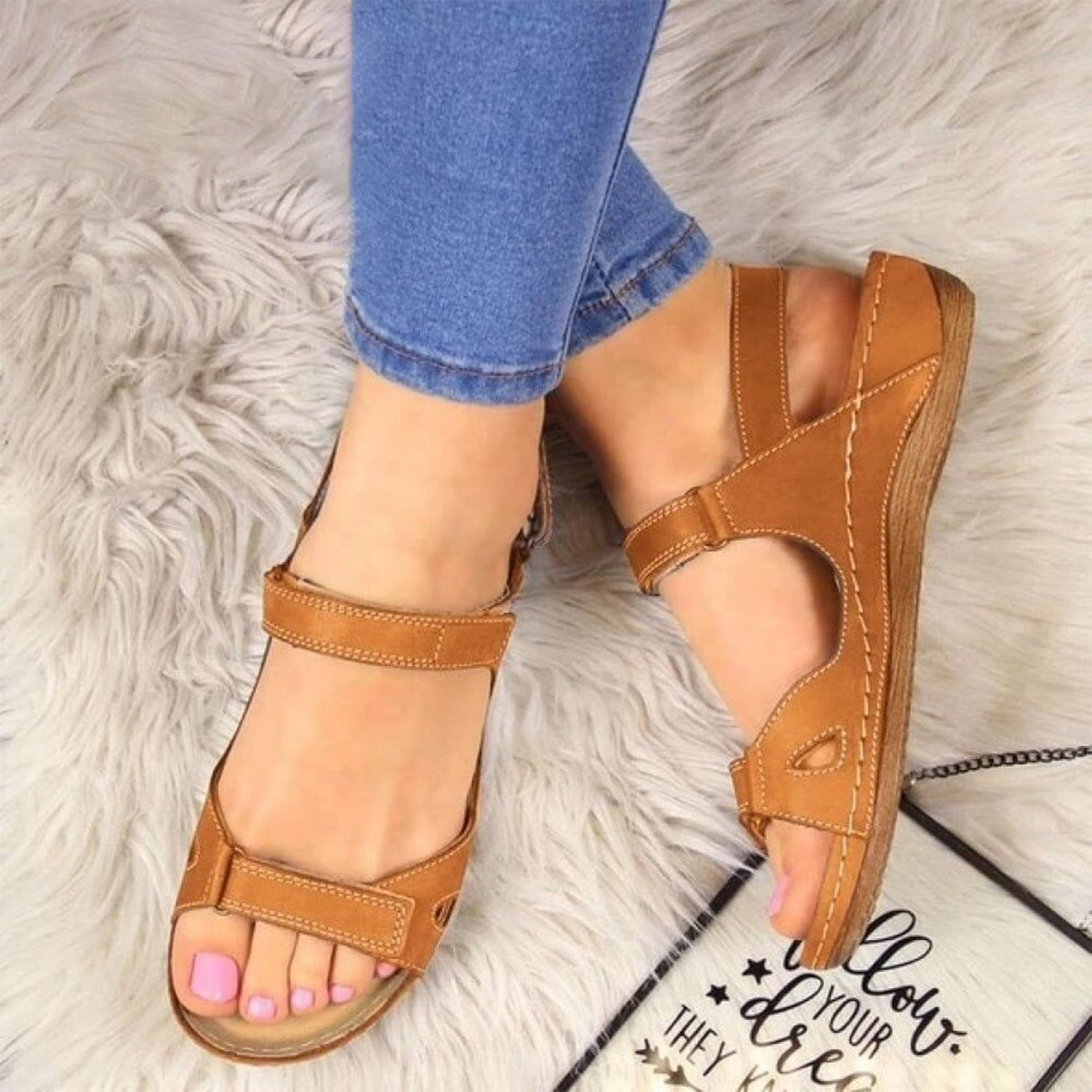 Lodowylabedz Sandały damskie zapinane na rzep