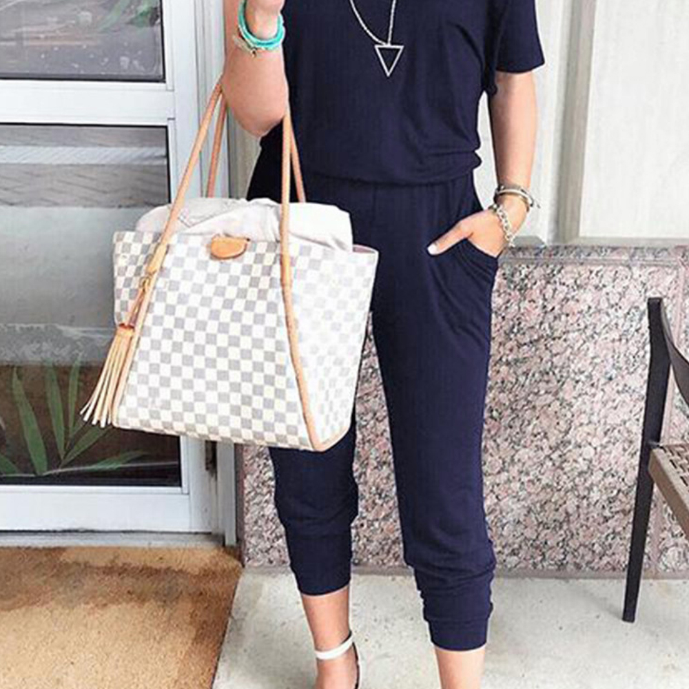 Lodowylabedz™ Modny swobodny kombinezon z kieszeniami z krótkim rękawem