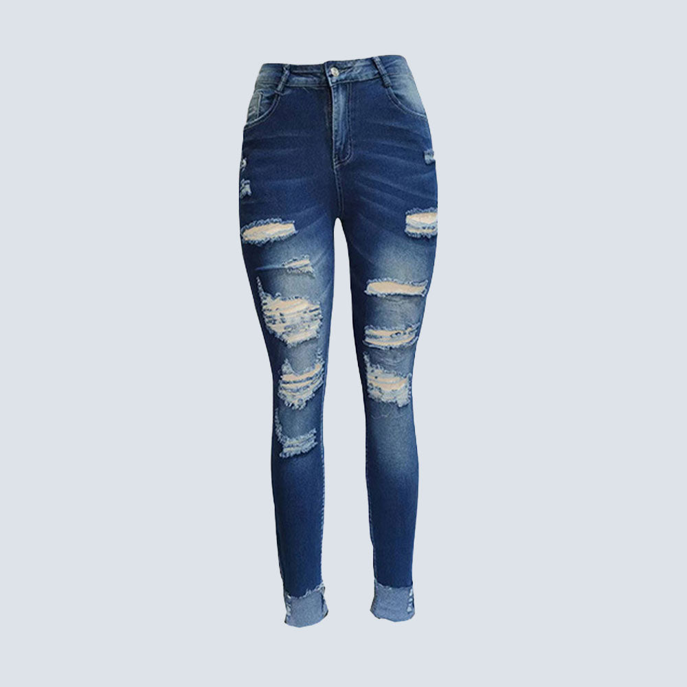 Nuovi pantaloni in denim strappati skinny primaverili