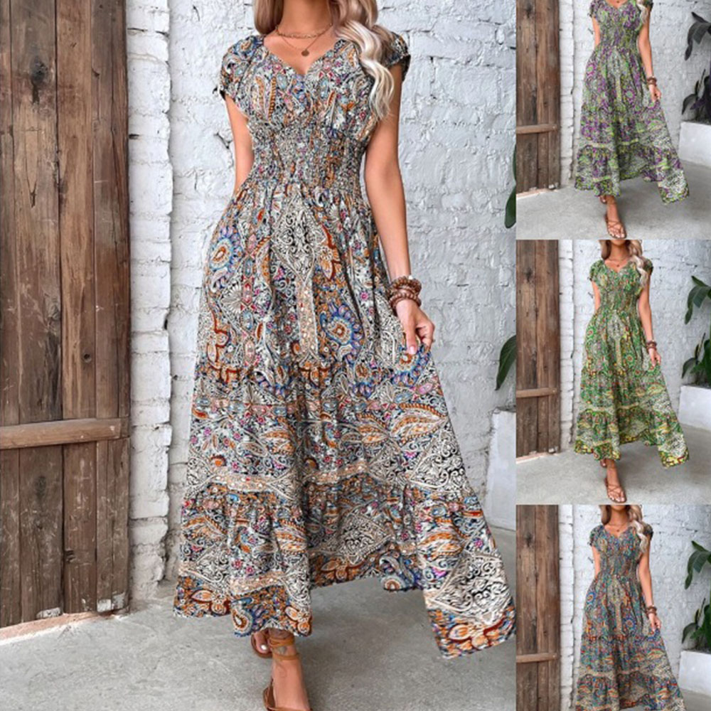 Lodowylabedz Summer Fashion Czeska sukienka z wysokim stanem