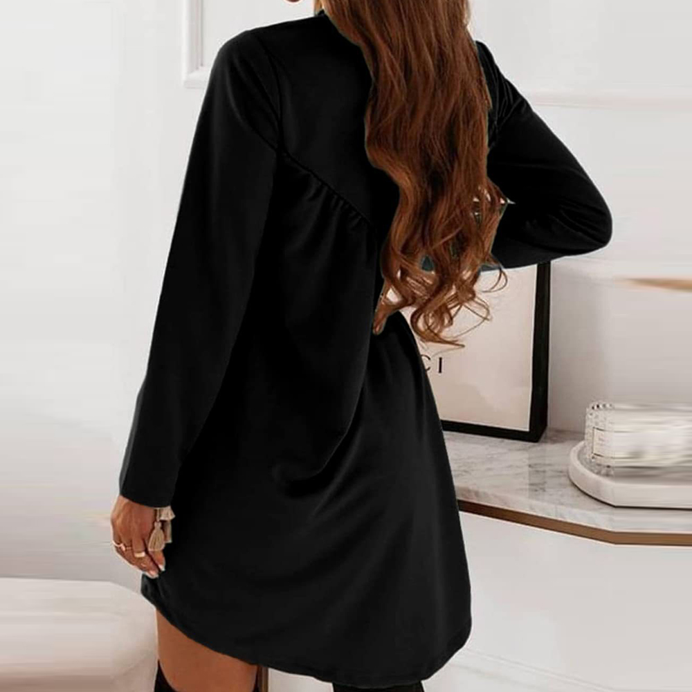 2023 wiosenna nowa prosta sukienka w jednolitym kolorze