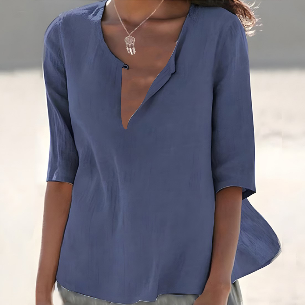 Lodowylabedz Damskie jednokolorowe bawełniane i lniane krótkie rękawy