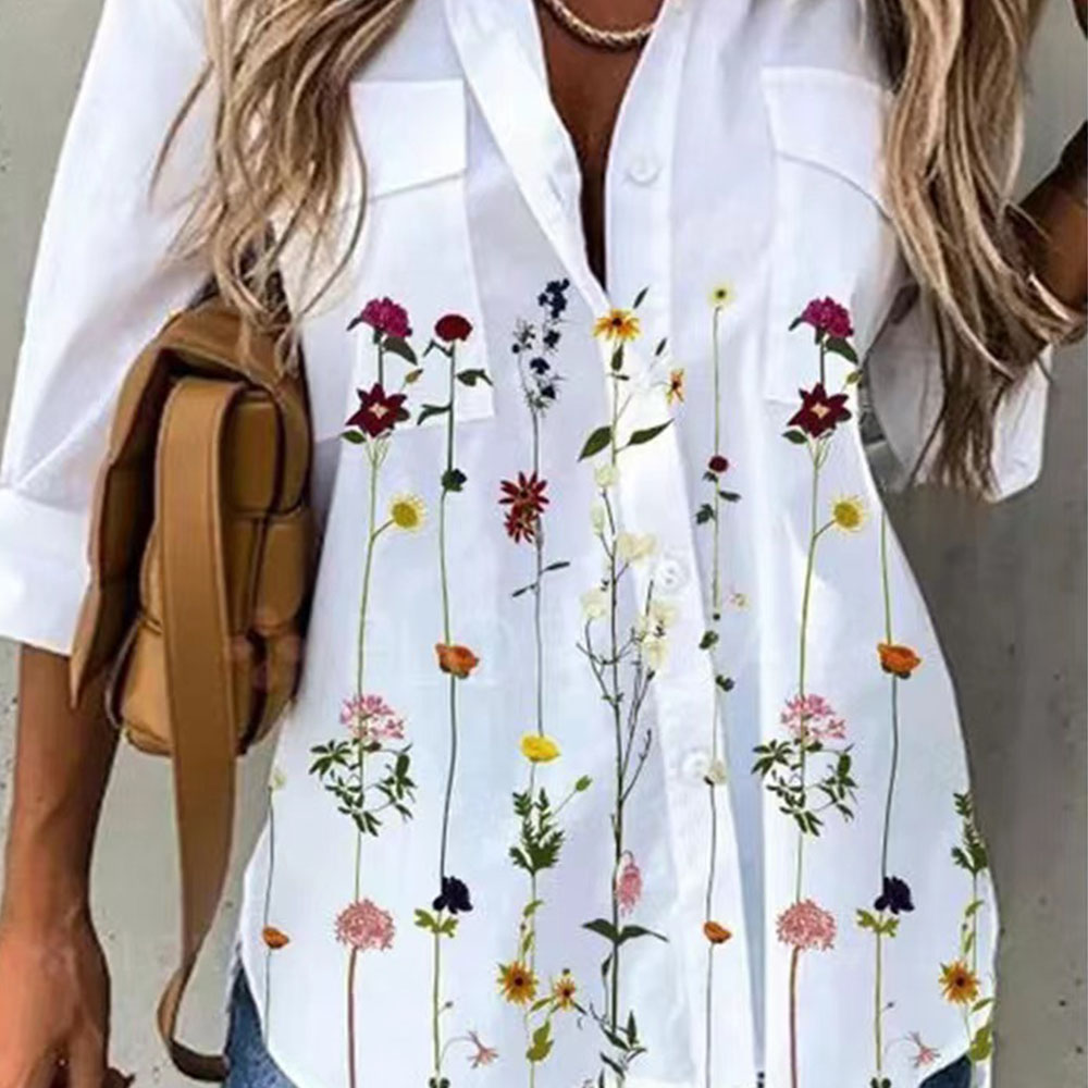 Koszula z długim rękawem z nadrukiem i klapami