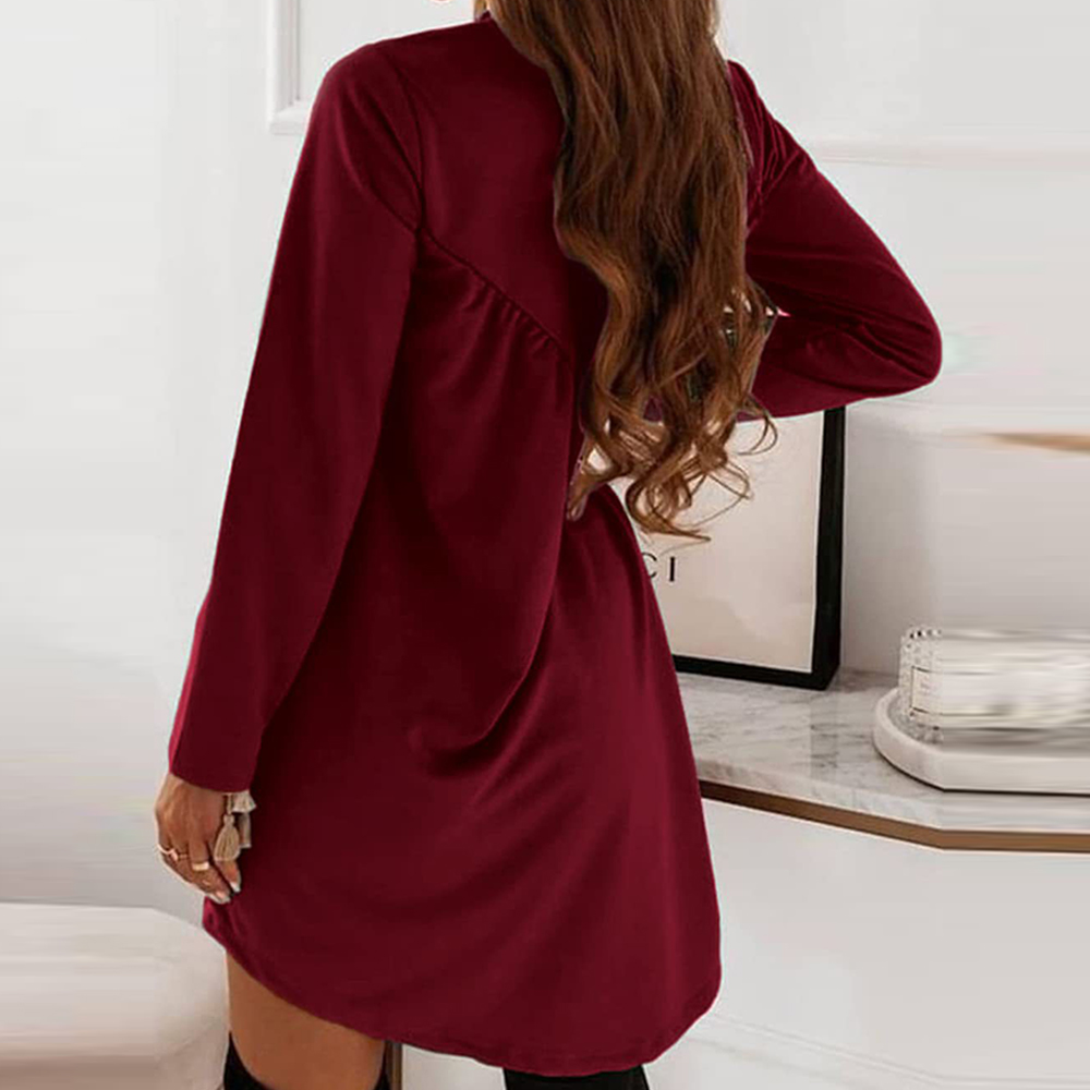 2023 wiosenna nowa prosta sukienka w jednolitym kolorze