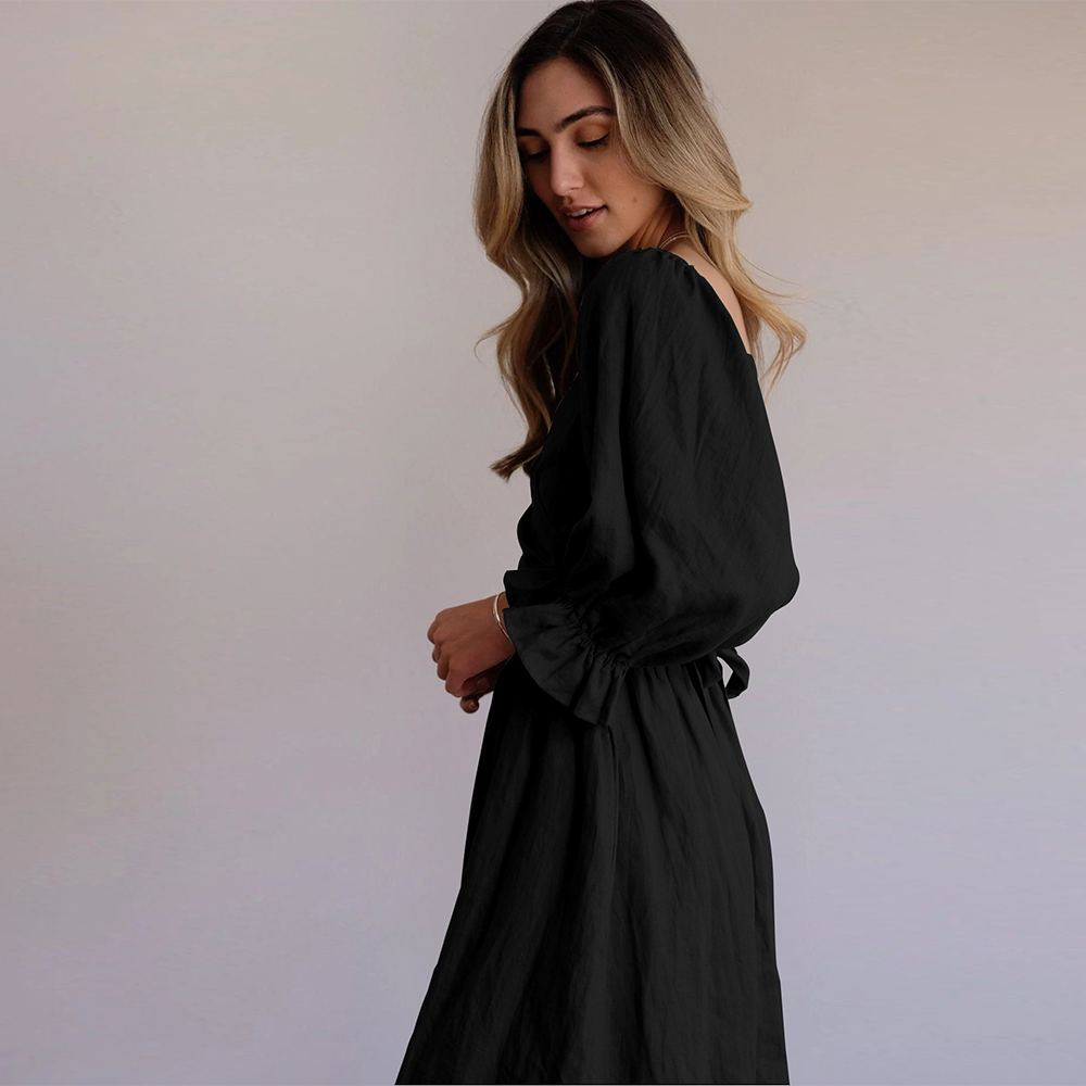 Lodowylabedz™ Elegancka dwustronna sukienka z dzwoneczkami z wysokim stanem