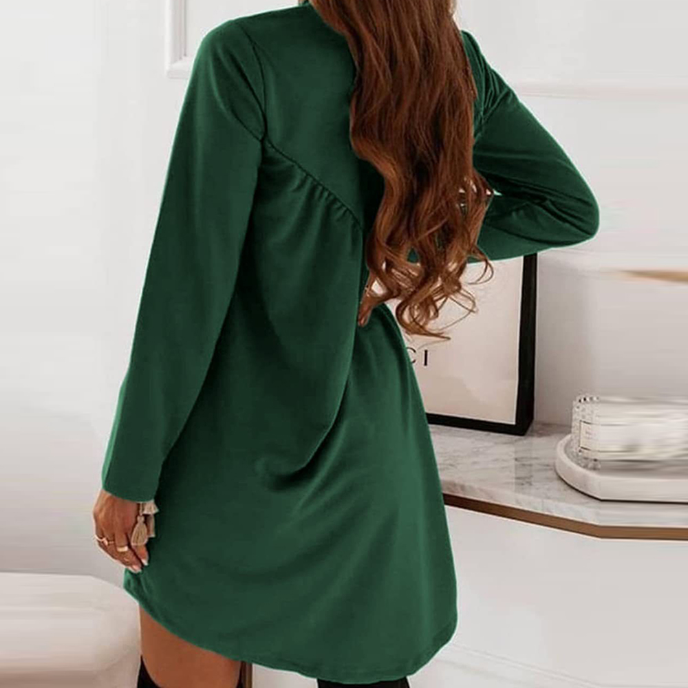 2023 wiosenna nowa prosta sukienka w jednolitym kolorze