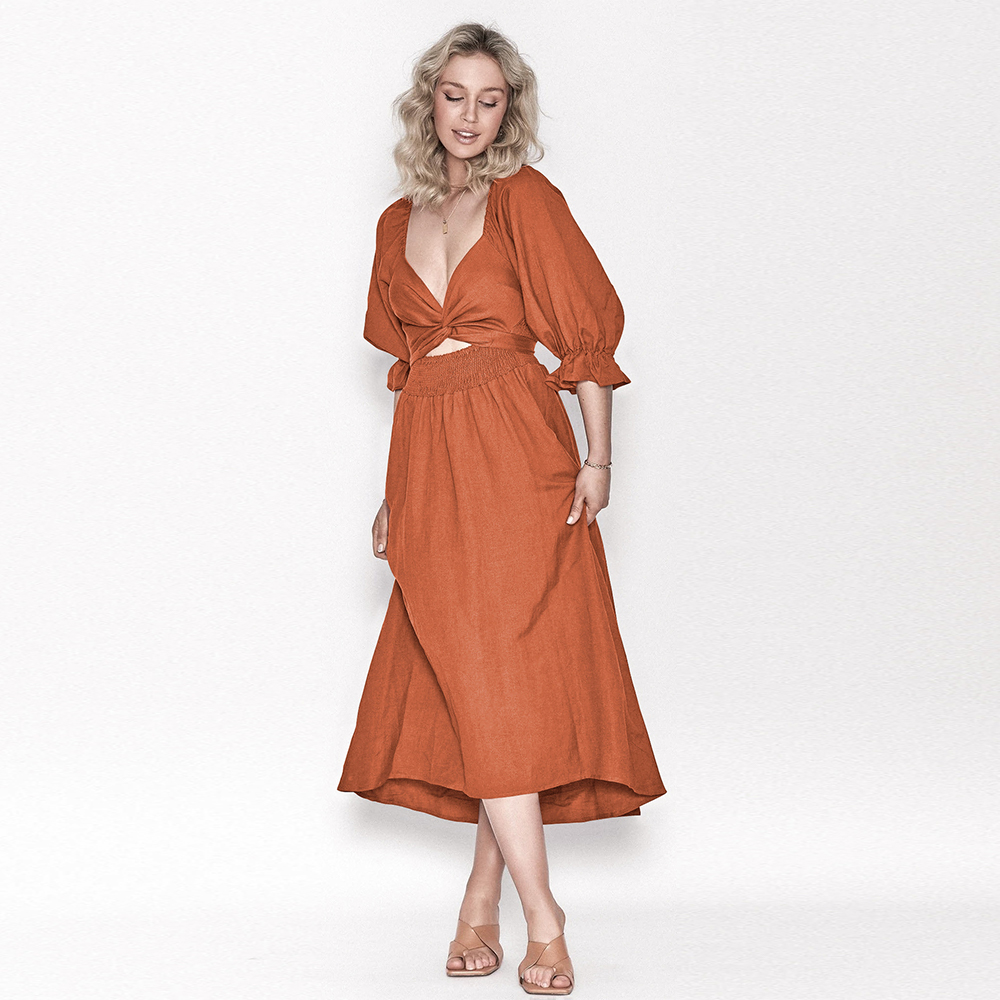 Lodowylabedz™ Elegancka dwustronna sukienka z dzwoneczkami z wysokim stanem