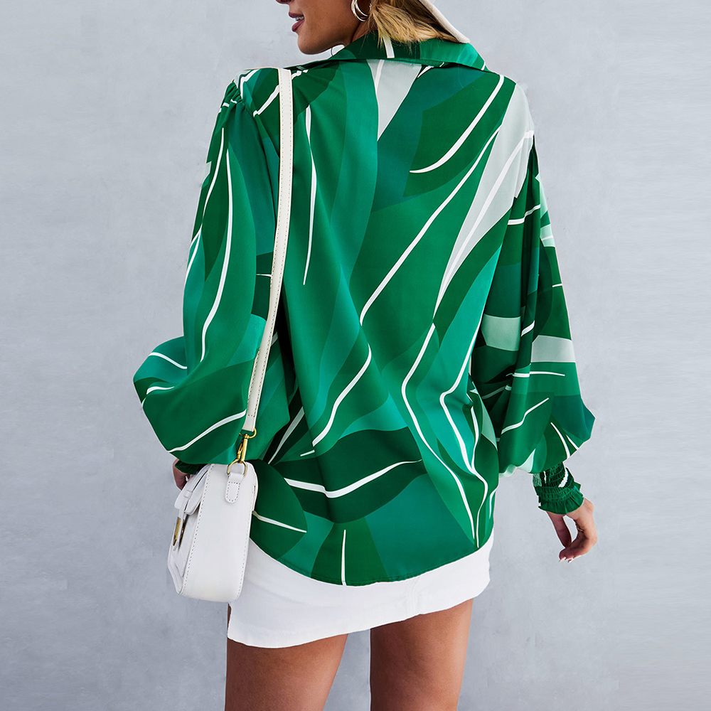 Zielona damska koszula w kwiaty