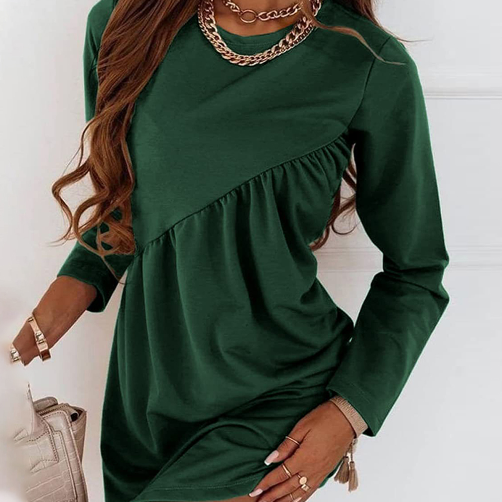 2023 wiosenna nowa prosta sukienka w jednolitym kolorze