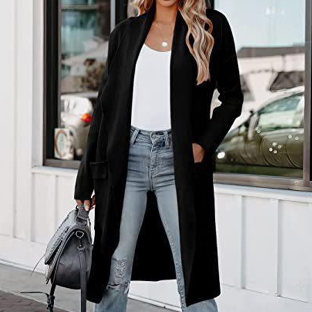 Lodowylabedz Casualowy długi wysokiej klasy damski płaszcz wełniany