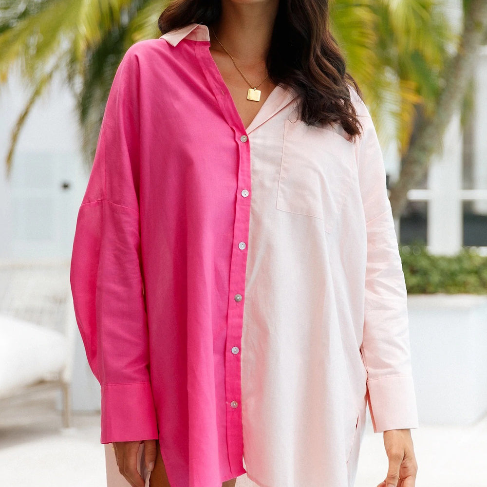 Koszula jednorzędowa w kolorowe bloki