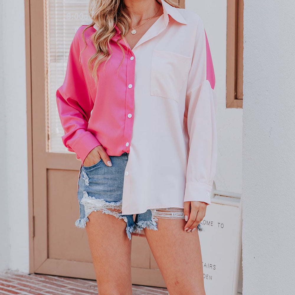 Koszula jednorzędowa w kolorowe bloki