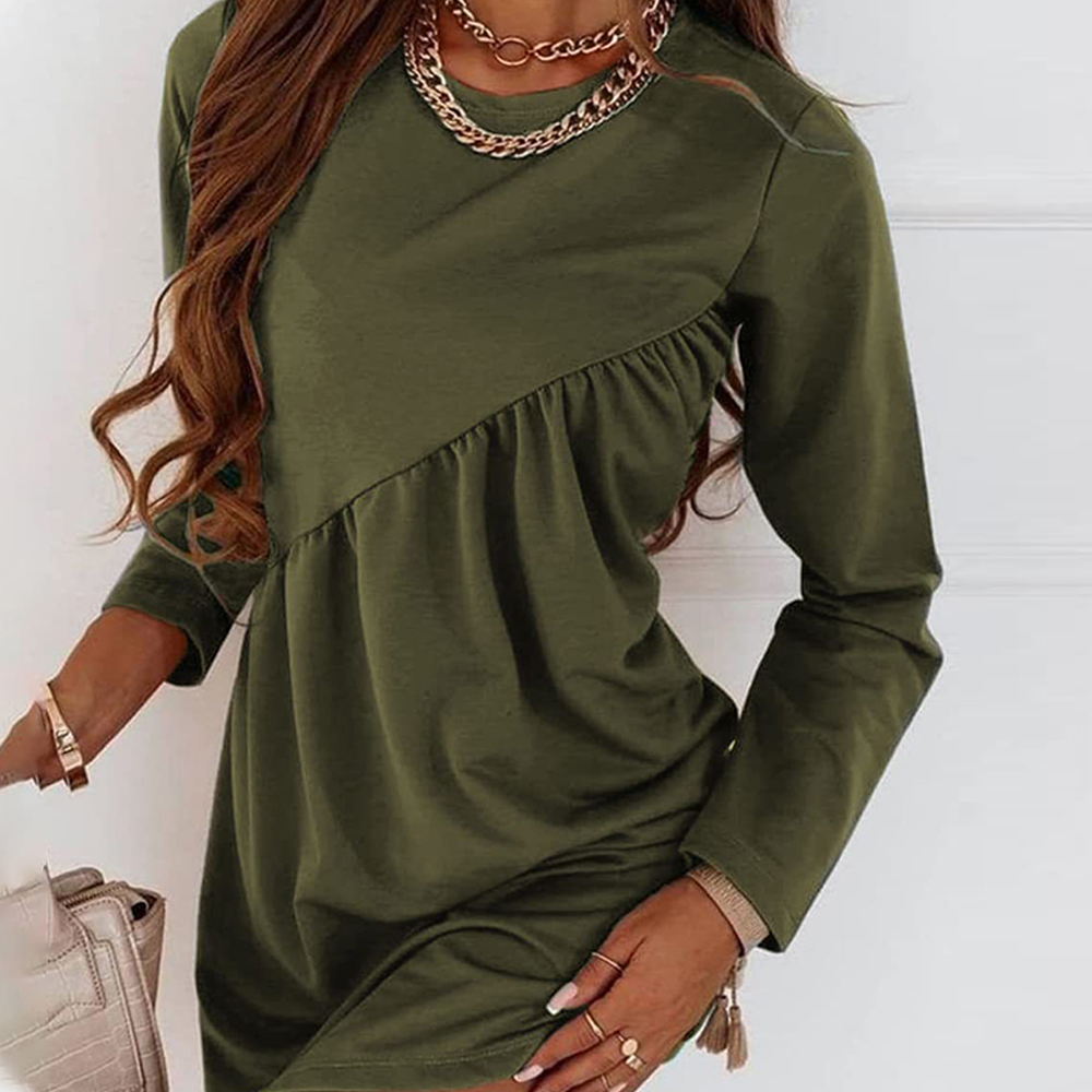 2023 wiosenna nowa prosta sukienka w jednolitym kolorze