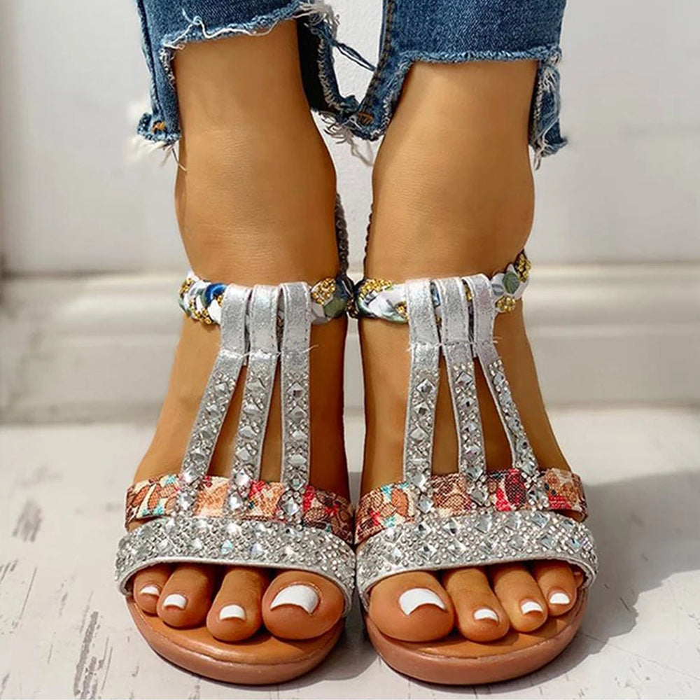 2022 Letnie nowe damskie cekinowe sandały