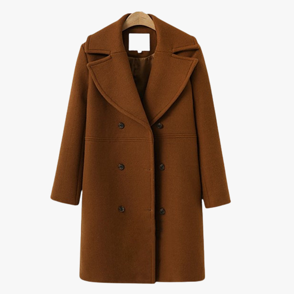 Nowa jesienno-zimowa dwurzędowa wełniana kurtka wełniana damska