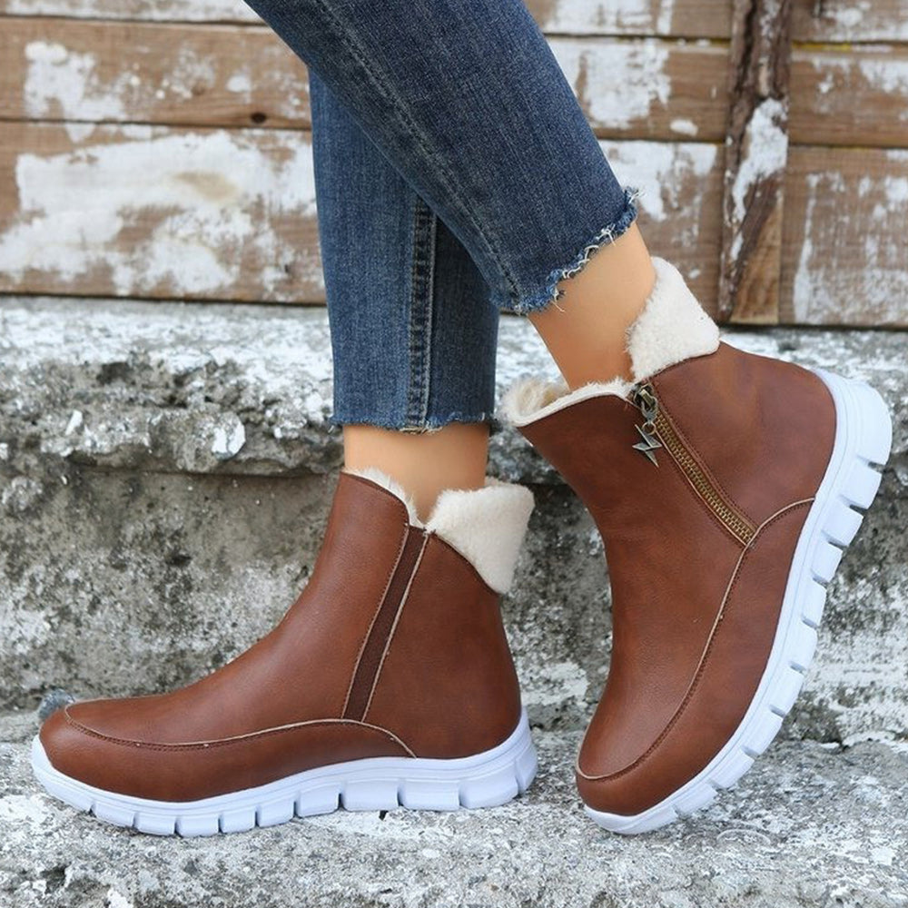 2022 jesienno-zimowy damski zamek polarowy plus aksamitne grube ciepłe botki