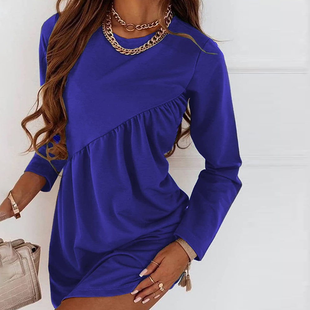 2023 wiosenna nowa prosta sukienka w jednolitym kolorze