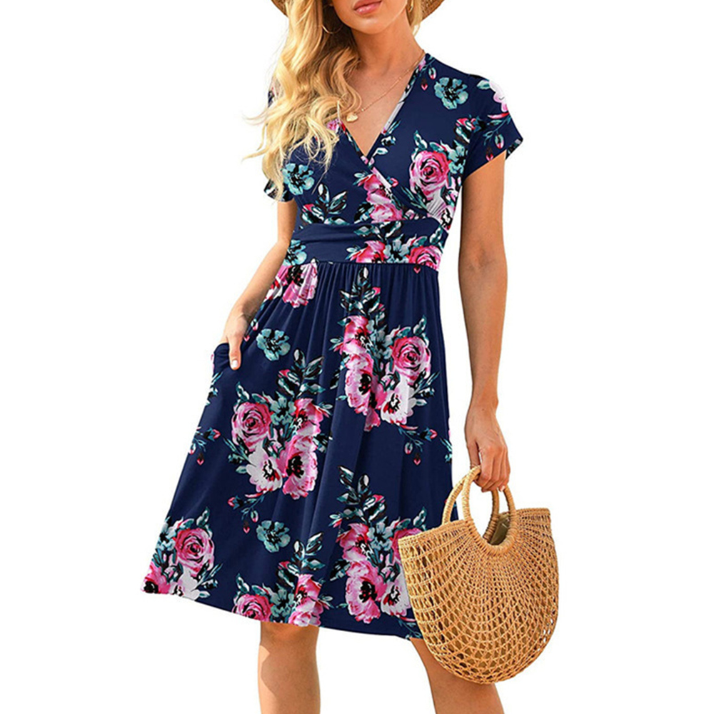 Lodowylabedz Sukienka midi z krótkimi rękawami i kieszeniami