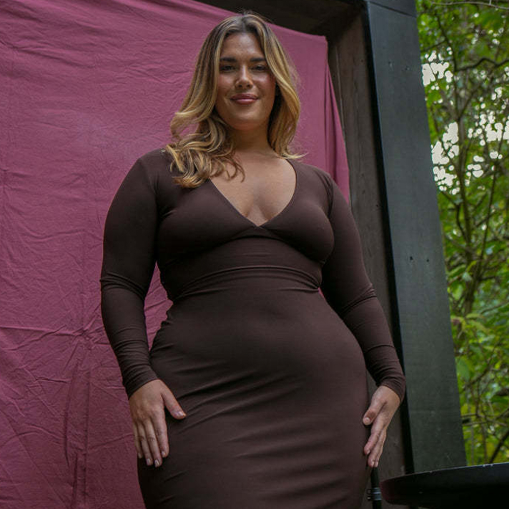 Lodowylabedz™ Seksowna szczupła sukienka z długimi rękawami i dekoltem w serek