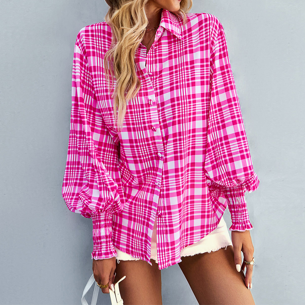 Damska różowa koszula w kratę