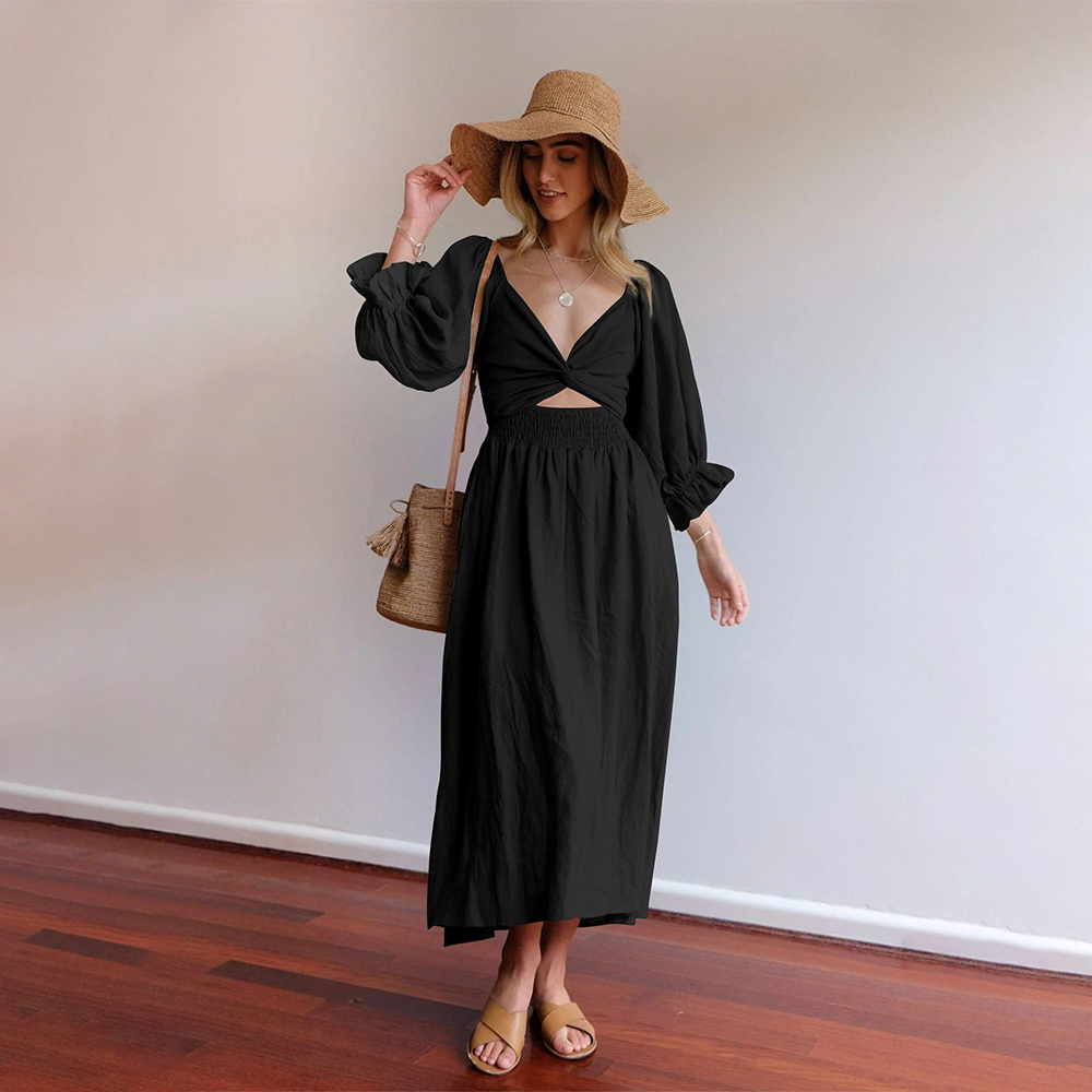 Lodowylabedz™ Elegancka dwustronna sukienka z dzwoneczkami z wysokim stanem