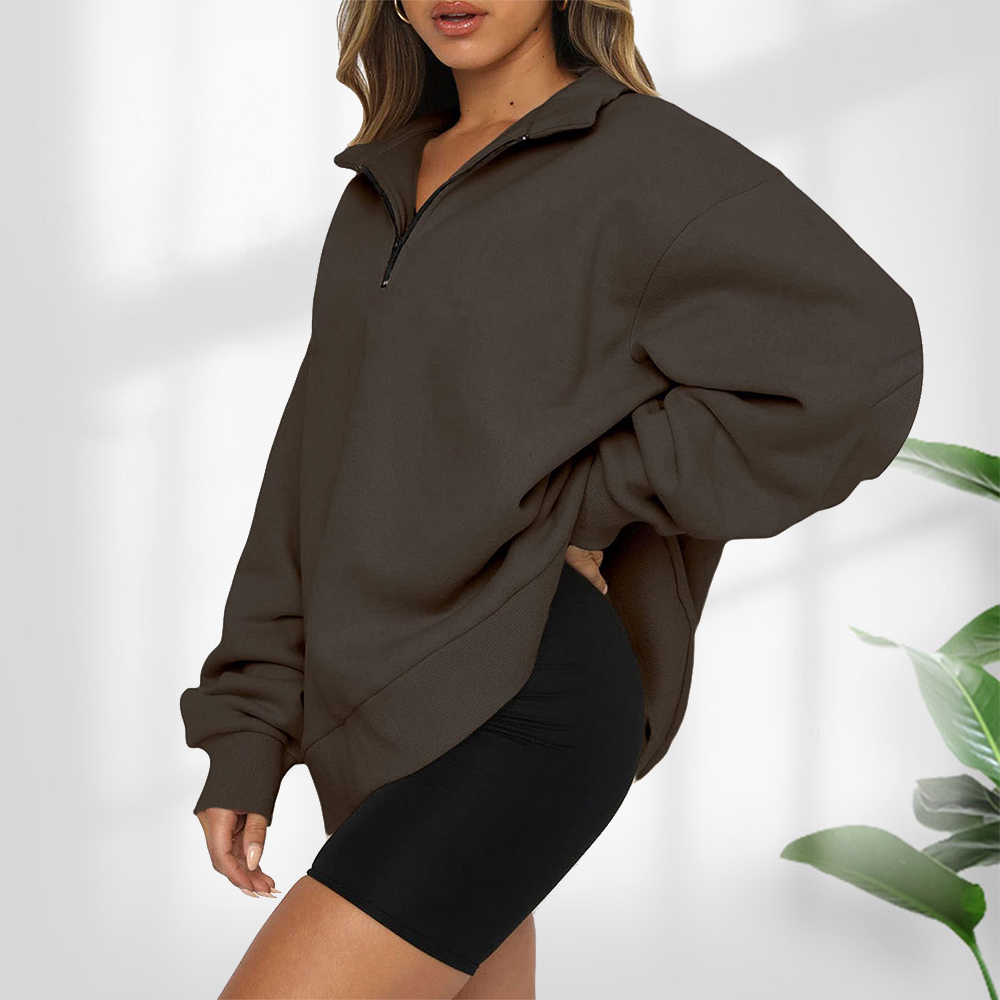 Damska bluza z krótkim zamkiem błyskawicznym i stójką