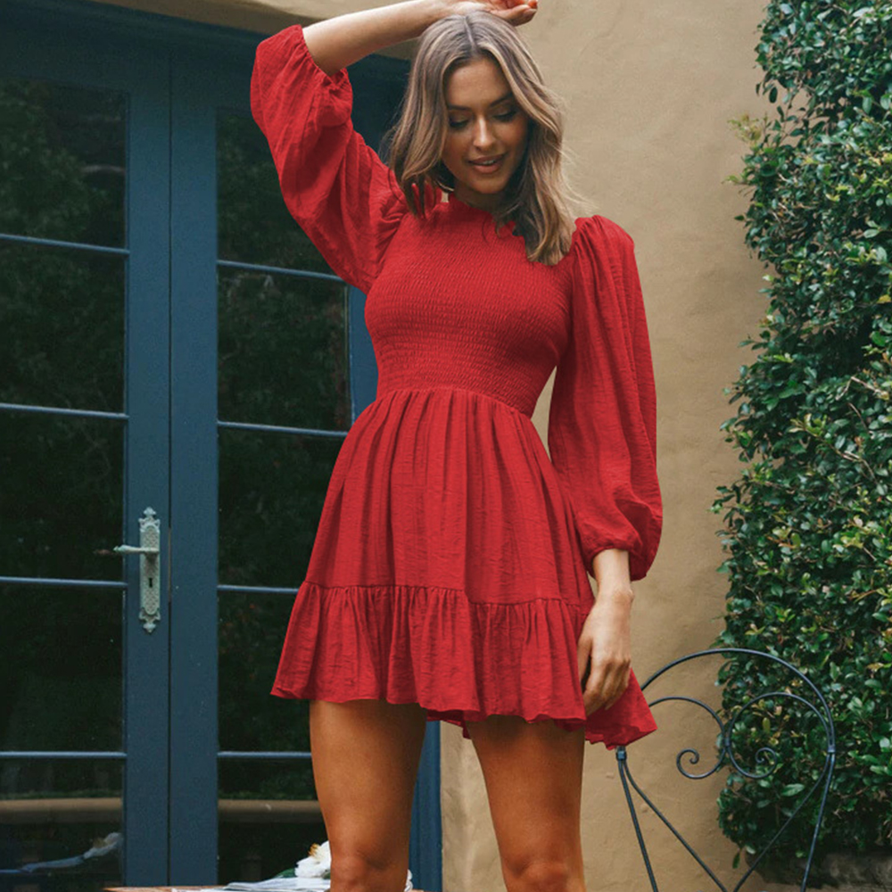 2023 Nowe damskie eleganckie sukienki z falbanką