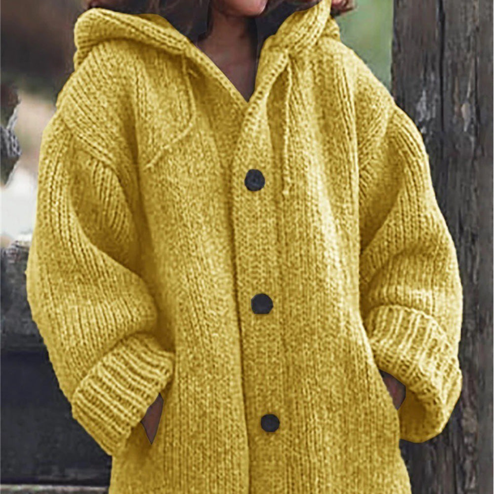 2022 jesienno-zimowa damska kurtka z kapturem w jednolitym kolorze o średniej długości