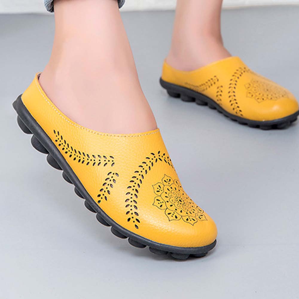 Lodowylabedz Wiosenne i letnie damskie buty Dodge ze skóry na co dzień z wydrążoną cholewką