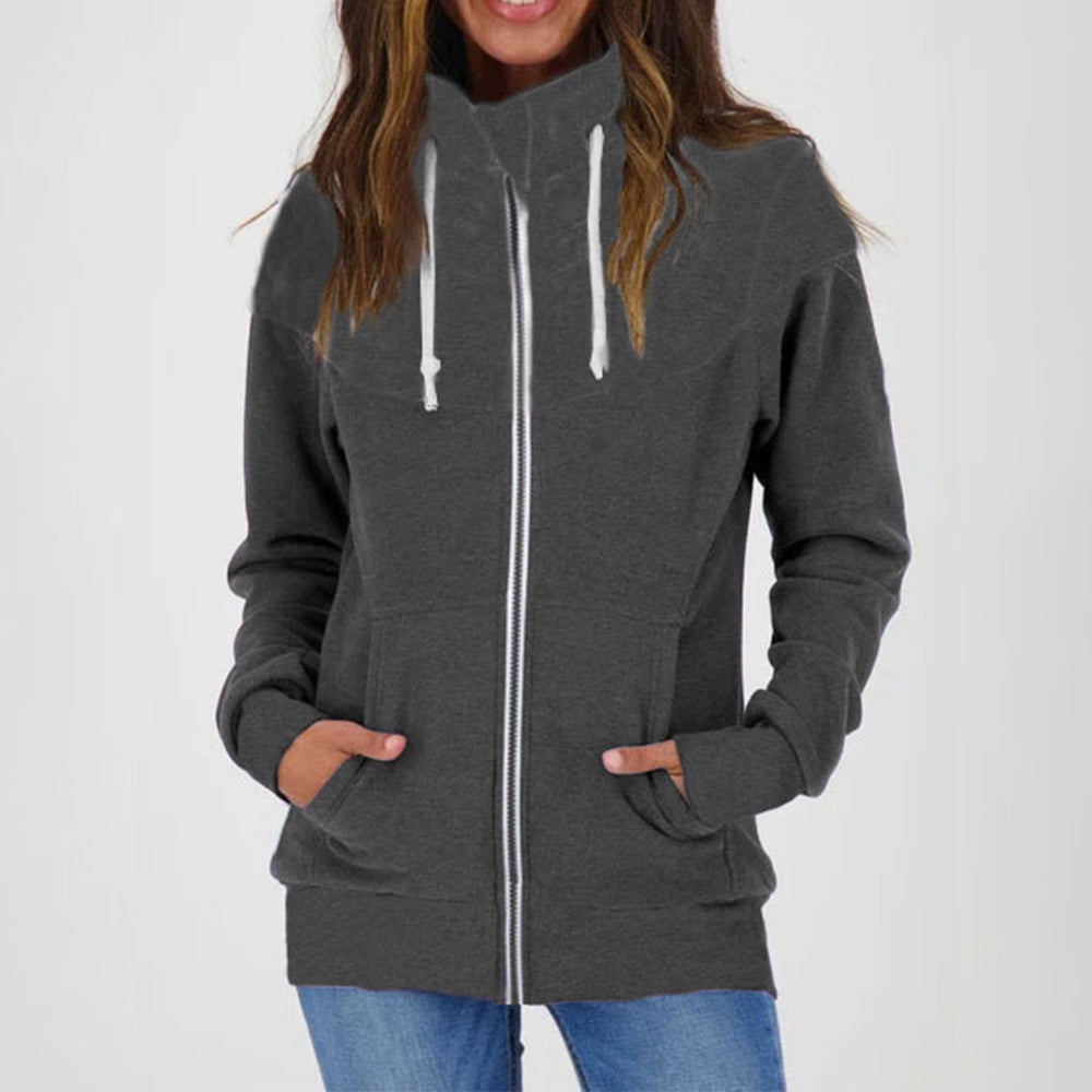 Lodowylabedz Damska bluza z kapturem i zamkiem błyskawicznym w jednolitym kolorze