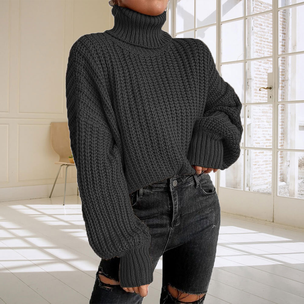 Damski luźny sweter z długim rękawem z dzianiny z długim rękawem