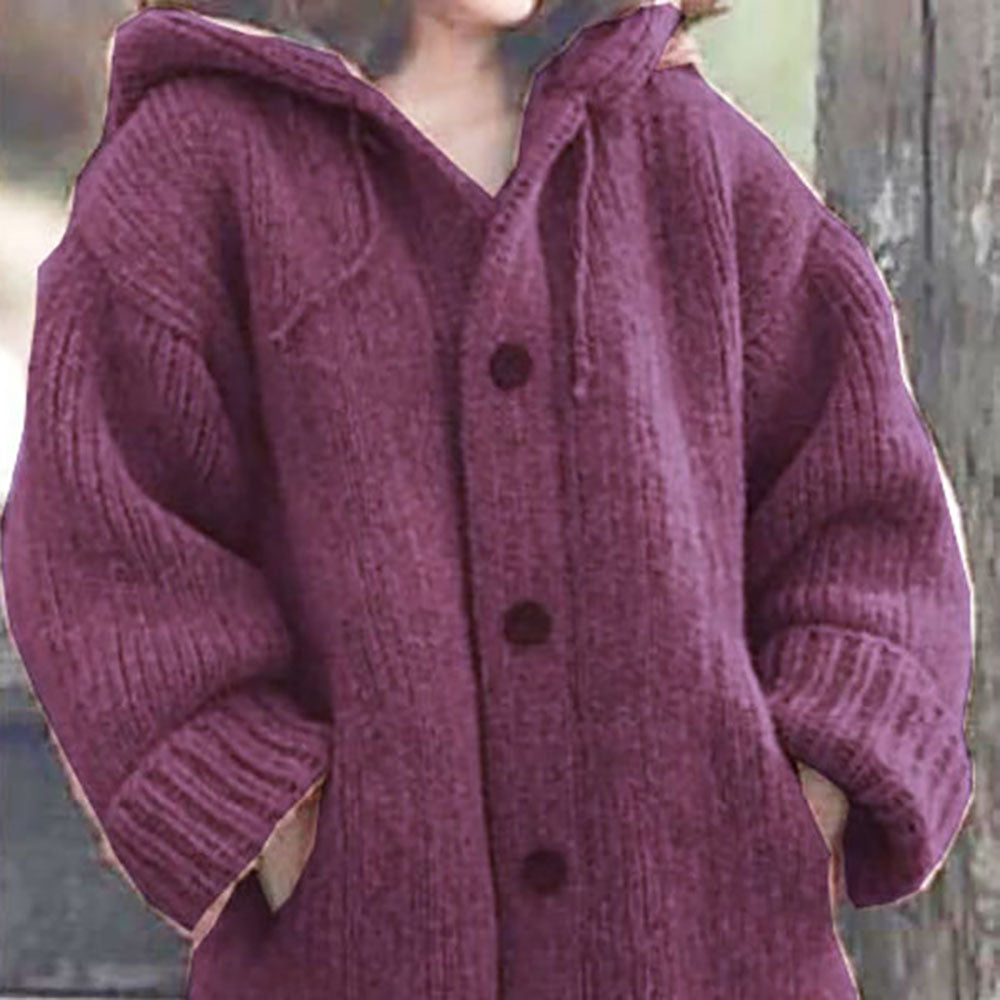 2022 jesienno-zimowa damska kurtka z kapturem w jednolitym kolorze o średniej długości