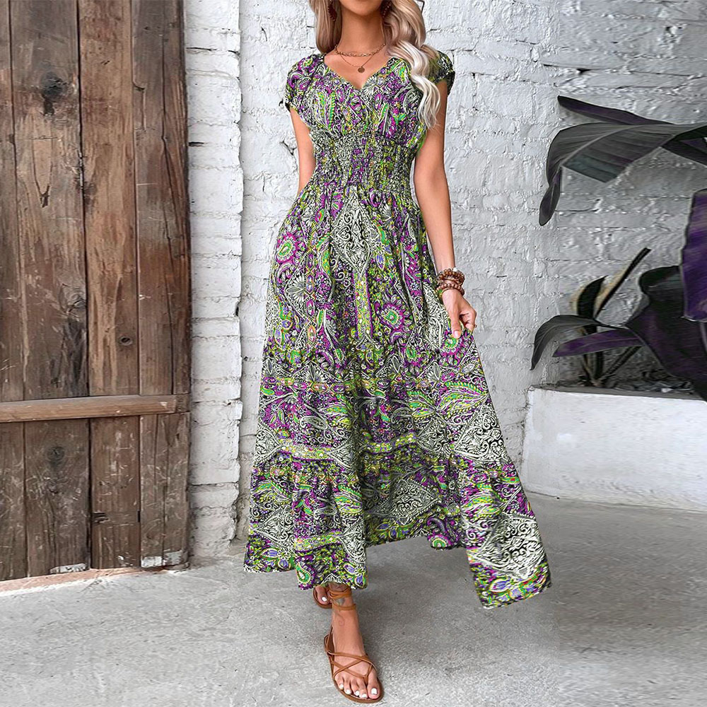 Lodowylabedz Summer Fashion Czeska sukienka z wysokim stanem