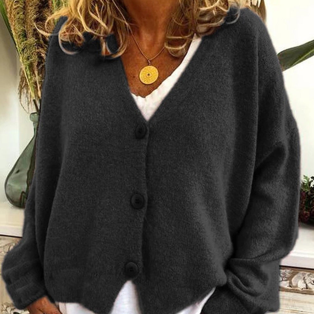 Jesienny i zimowy nowy damski luźny sweter z dekoltem w szpic