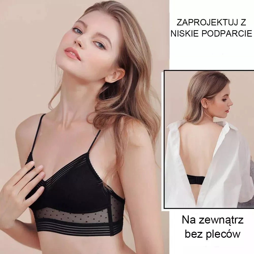 Oddychający biustonosz, który podciąga się do dolnej części pleców