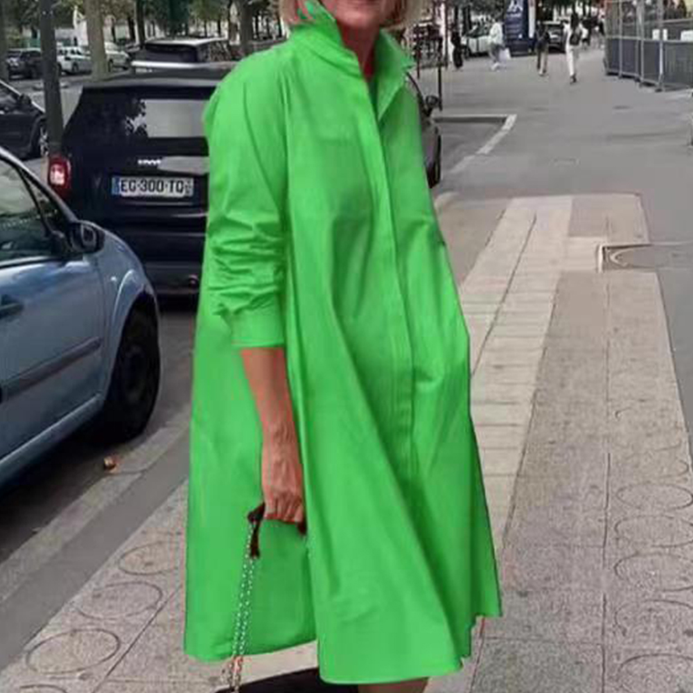 Lodowylabedz Wiosenna, luźna, lniana sukienka koszulowa