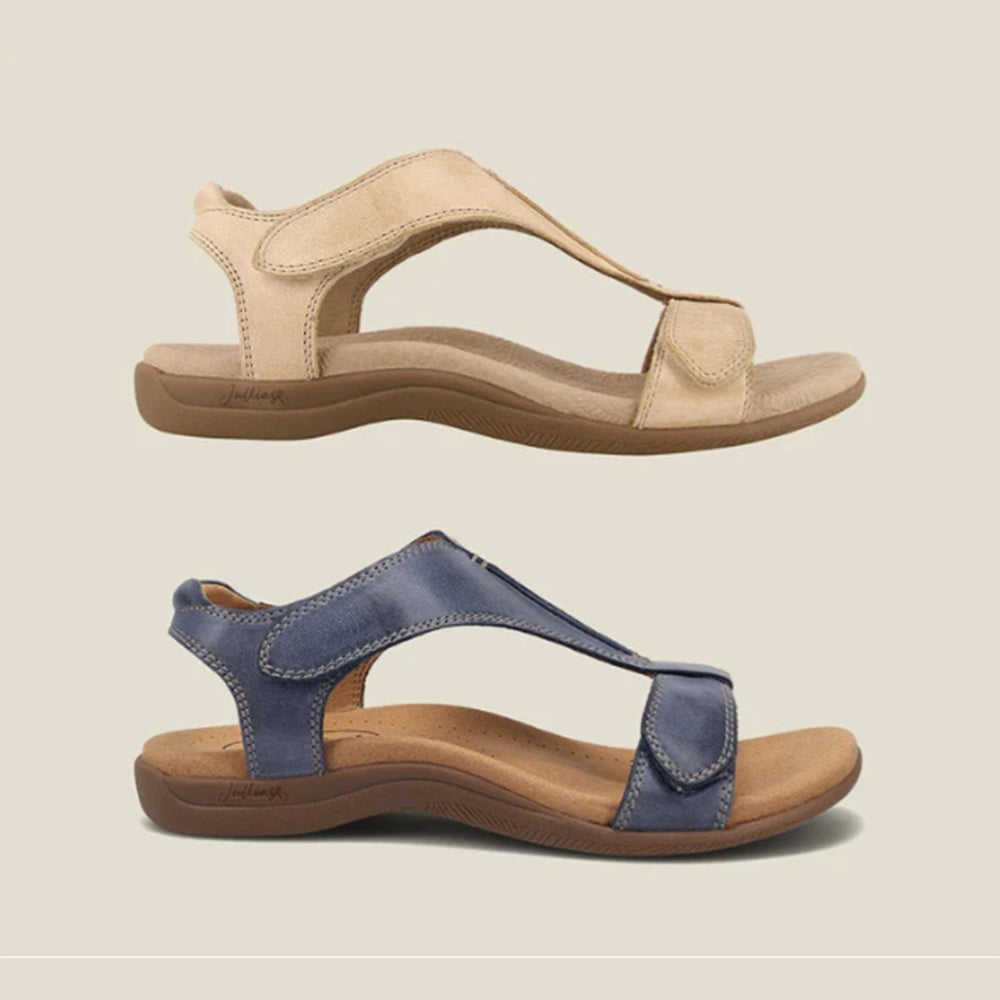 Skórzane sandały ortopedyczne na koturnie