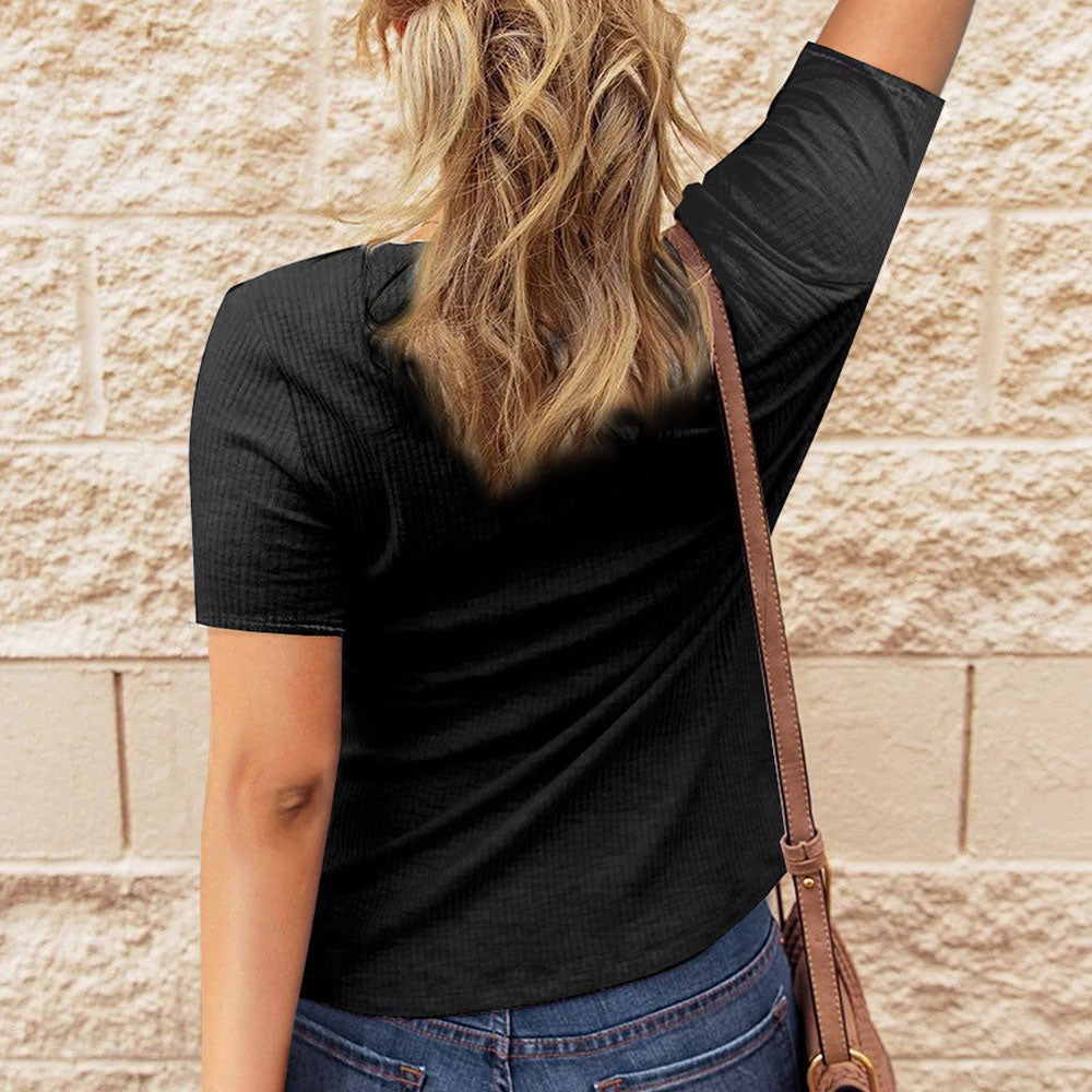 Krótkie rękawy z gwintowanej bawełny