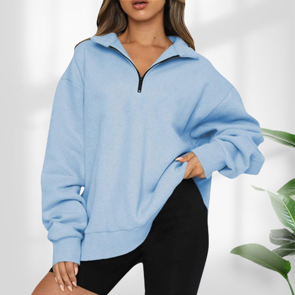 Damska bluza z krótkim zamkiem błyskawicznym i stójką