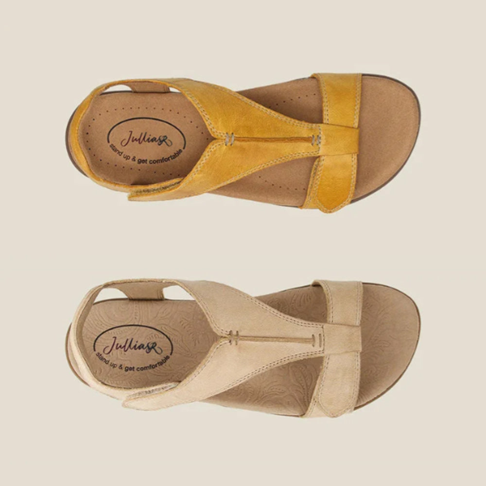 Skórzane sandały ortopedyczne na koturnie