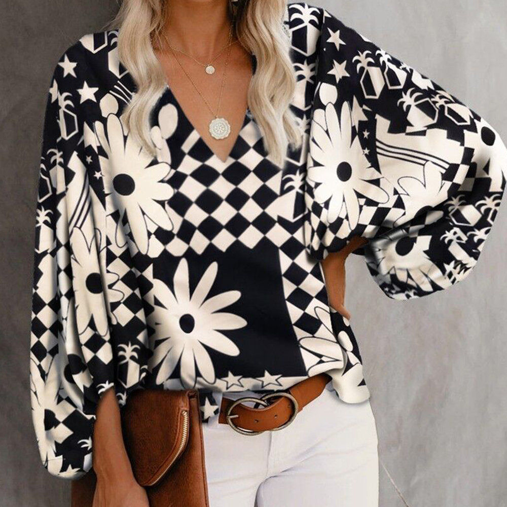 Lodowylabedz™ 2023 nowy top z rękawami typu lampion z dekoltem w serek