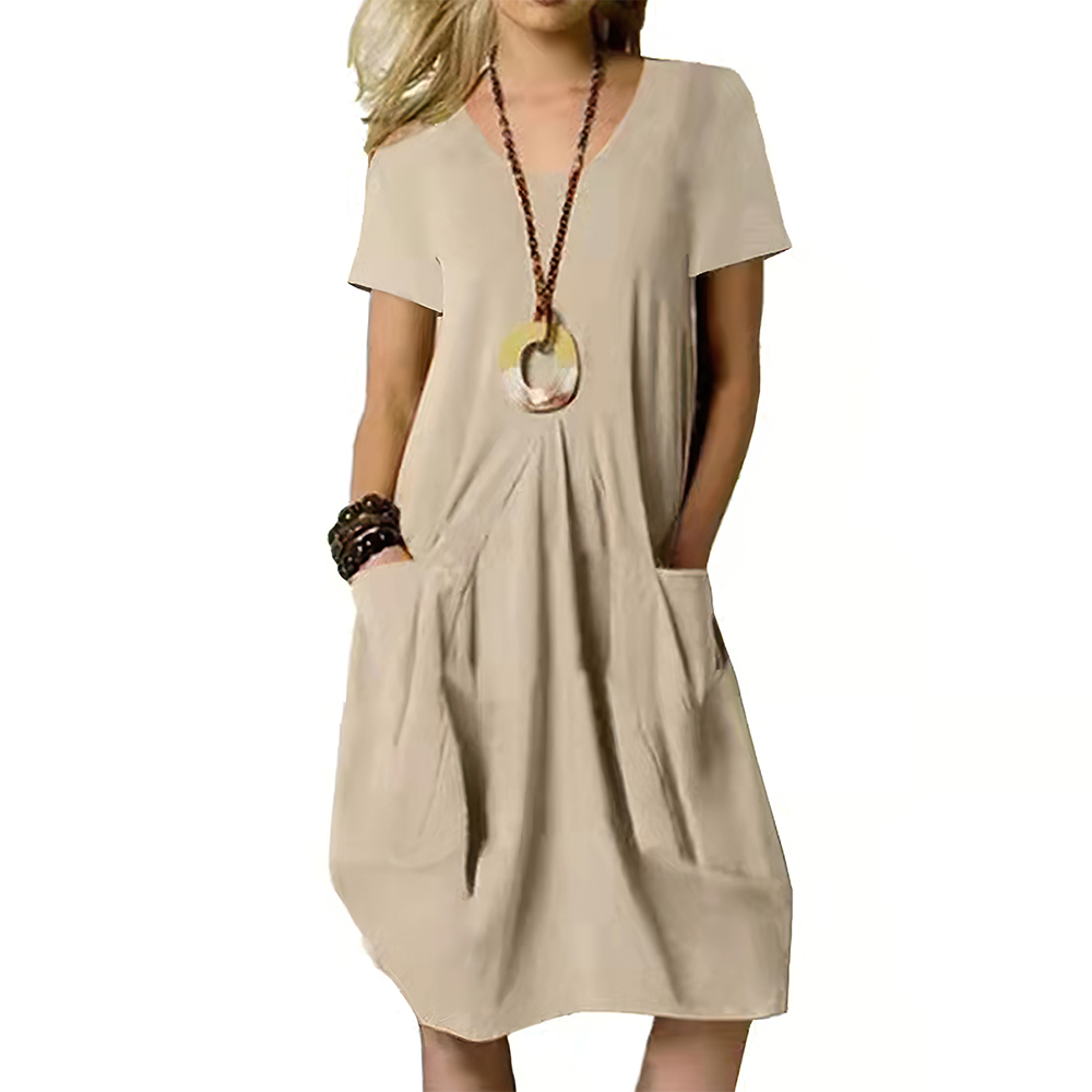 Lodowylabedz Luźna sukienka z okrągłym dekoltem i krótkimi rękawami