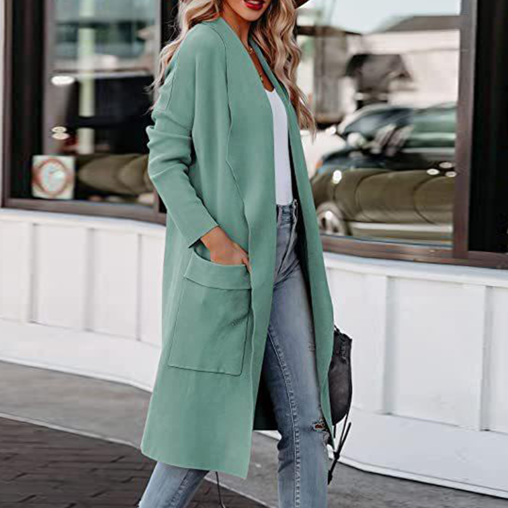 Lodowylabedz Casualowy długi wysokiej klasy damski płaszcz wełniany