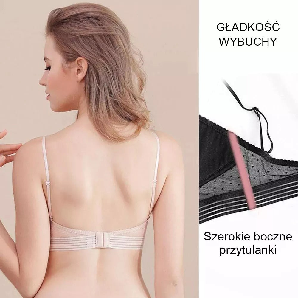 Oddychający biustonosz, który podciąga się do dolnej części pleców