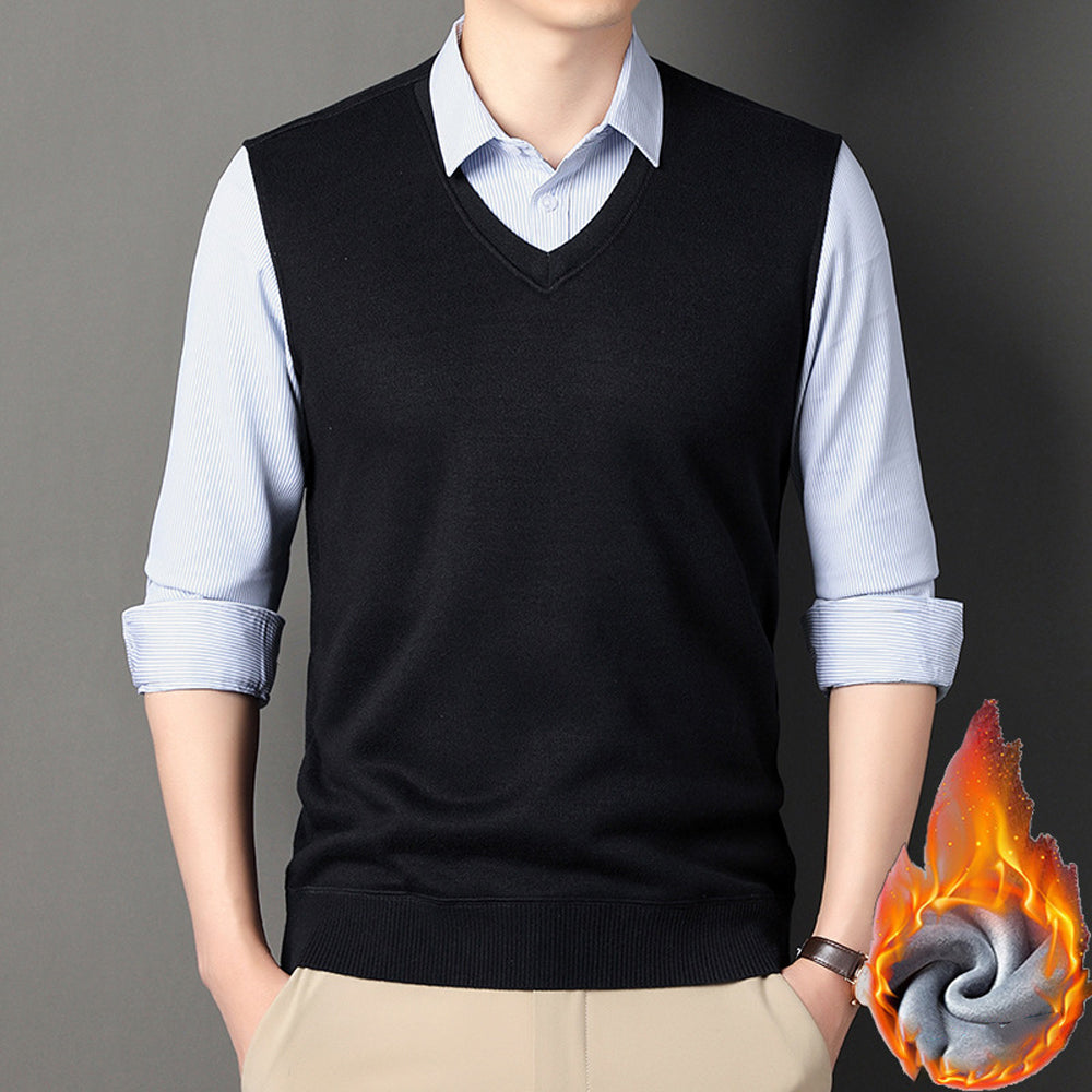 Męski jesienno-zimowy nowy sweter imitujący dwuczęściową koszulę na dole