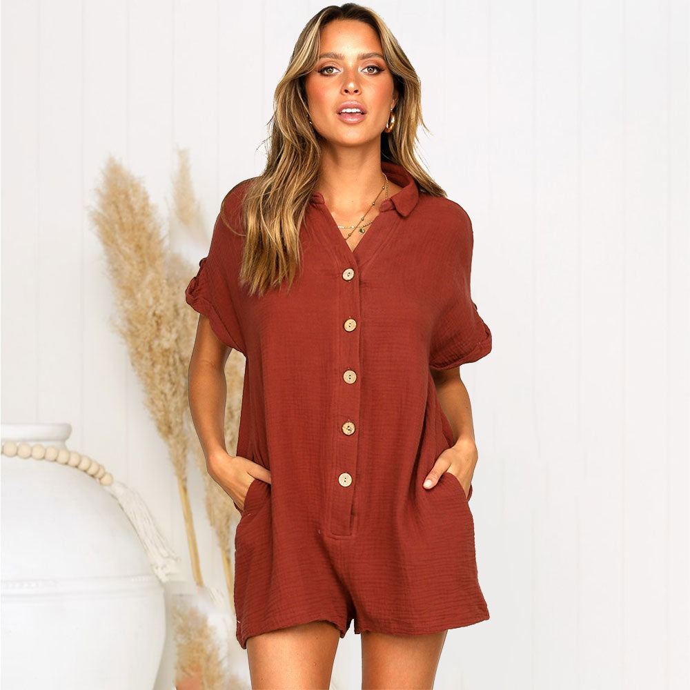 2023 Tuta da camicia con risvolto da donna alla moda