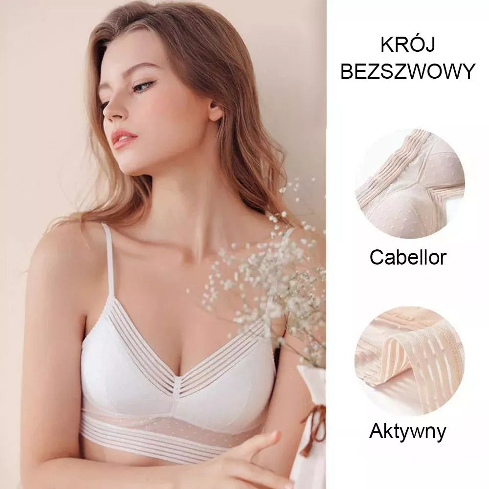 Oddychający biustonosz, który podciąga się do dolnej części pleców