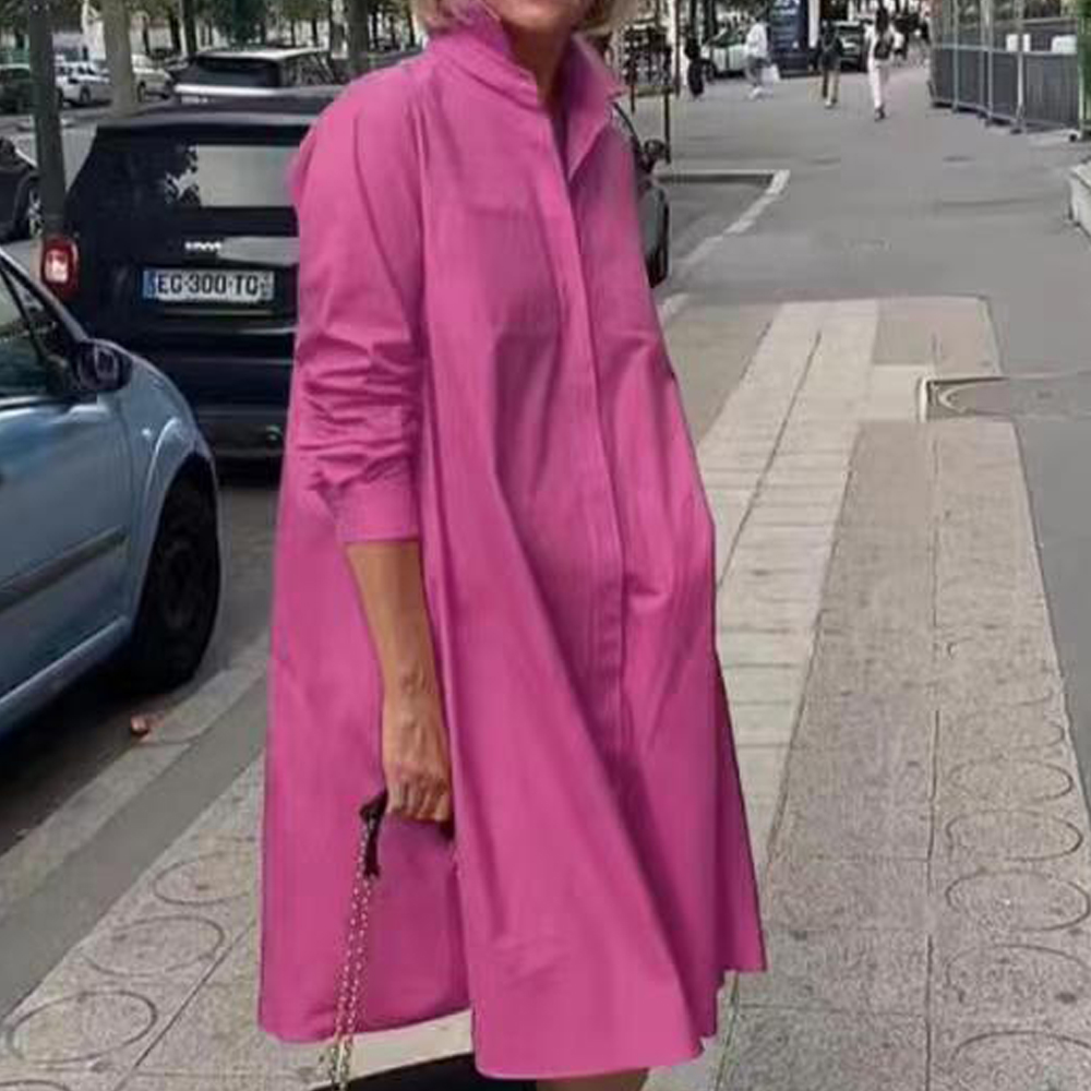 Lodowylabedz Wiosenna, luźna, lniana sukienka koszulowa